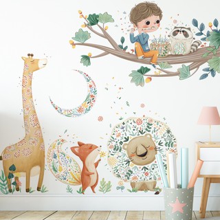Decal dán tường em bé cành cây