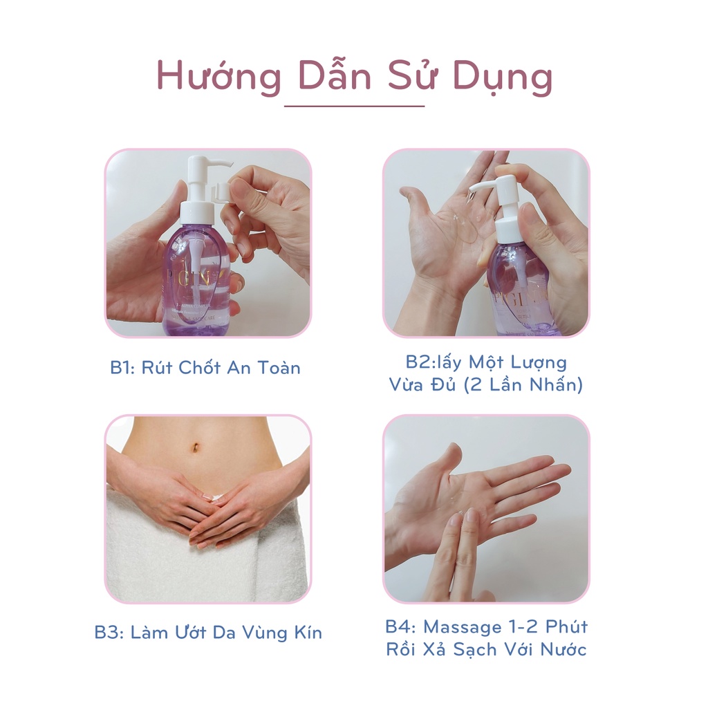 Dung dịch vệ sinh PIGINA dung dịch vệ sinh phụ nữ dạng gel không bọt, thành phần tự nhiên không hóa chất 150ml