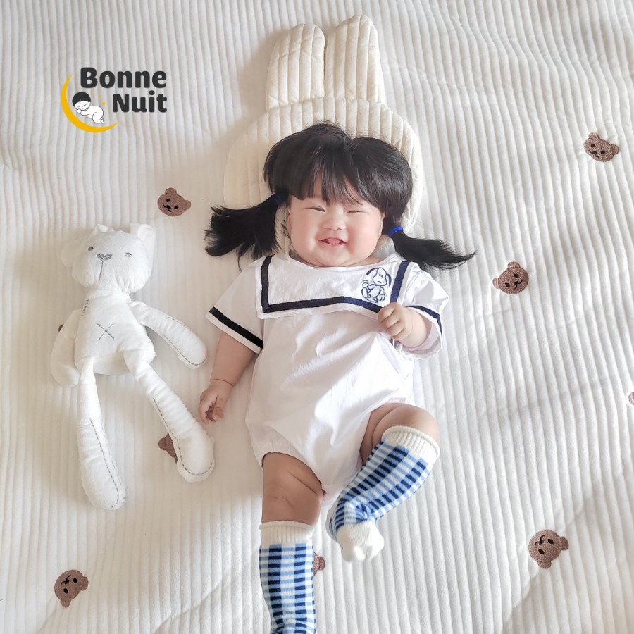 Set Bodysuit tay ngắn kèm tất caro 2 màu Hàn Quốc cho bé
