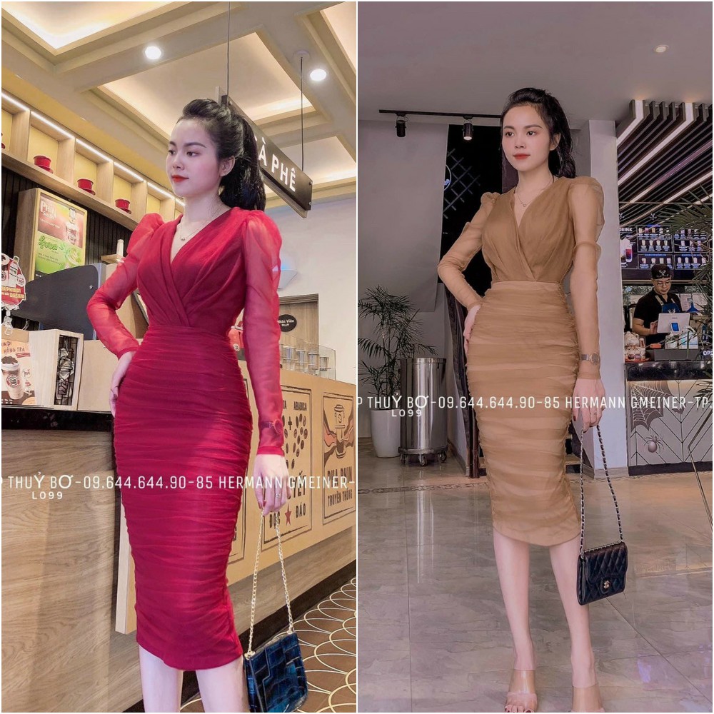 Body lưới tay dài chéo ngực form ôm sang chảnh