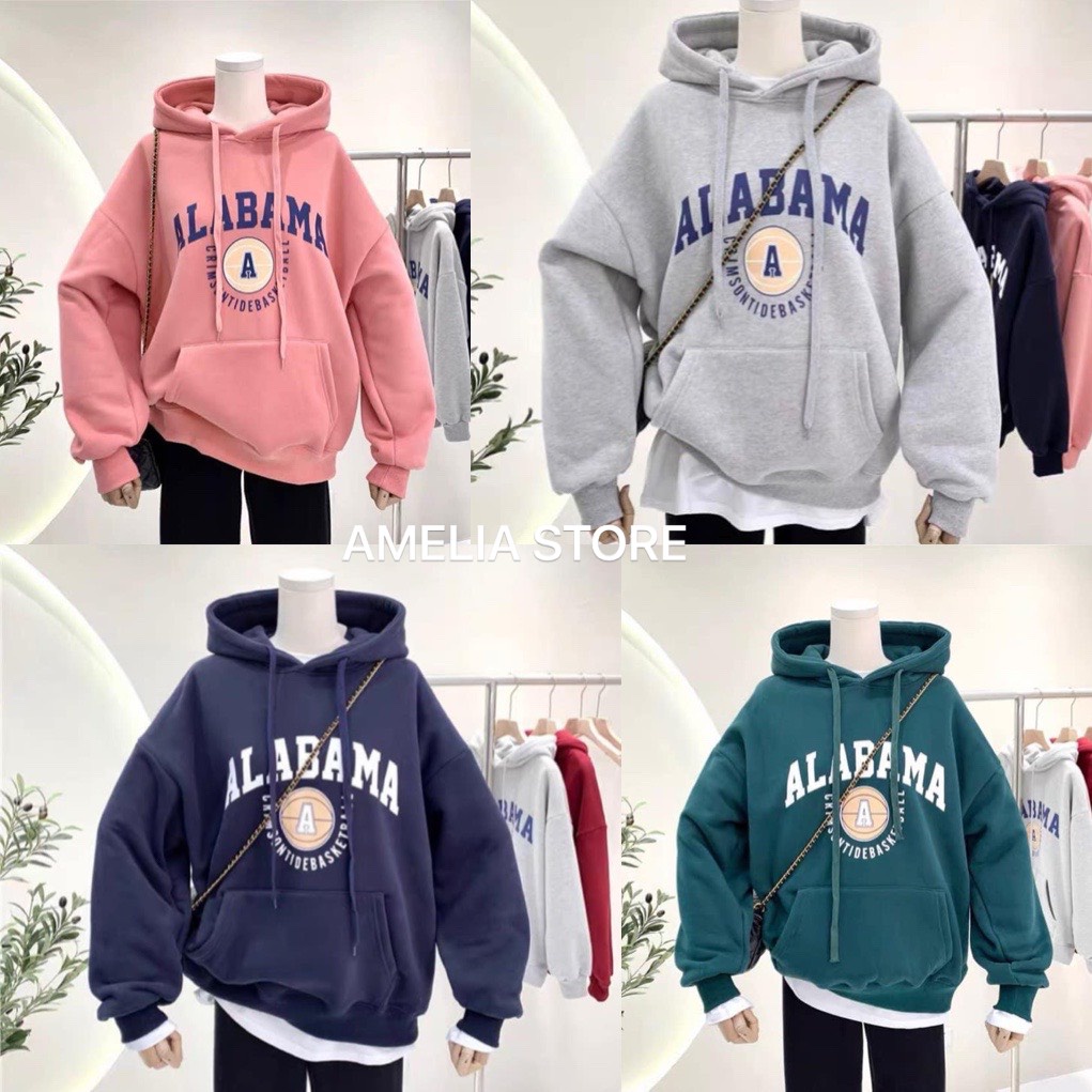 Áo Hoodie Form Rộng Unisex Tay Bồng Nam Nữ in chữ ALABAMA nhiều màu, Áo khoác Sweater Chất Nỉ Dày dặn ulzzang, TONGKHO