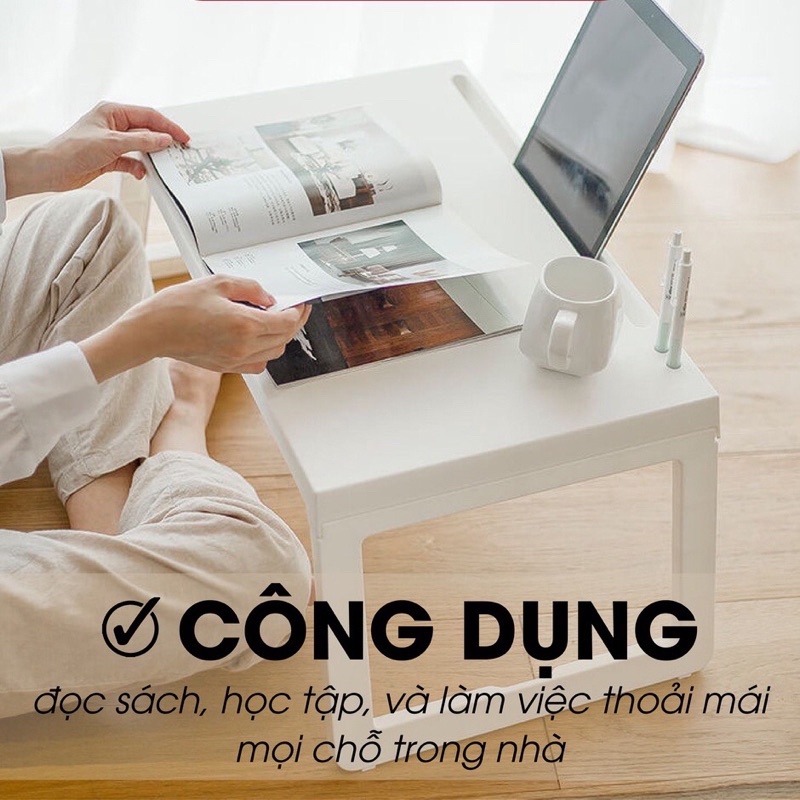 Bàn học nhựa gấp gọn có khe cắm Ipad thông minh Việt Nhật