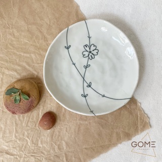 [Gốm Nhật] Đĩa hoa vẽ tay
