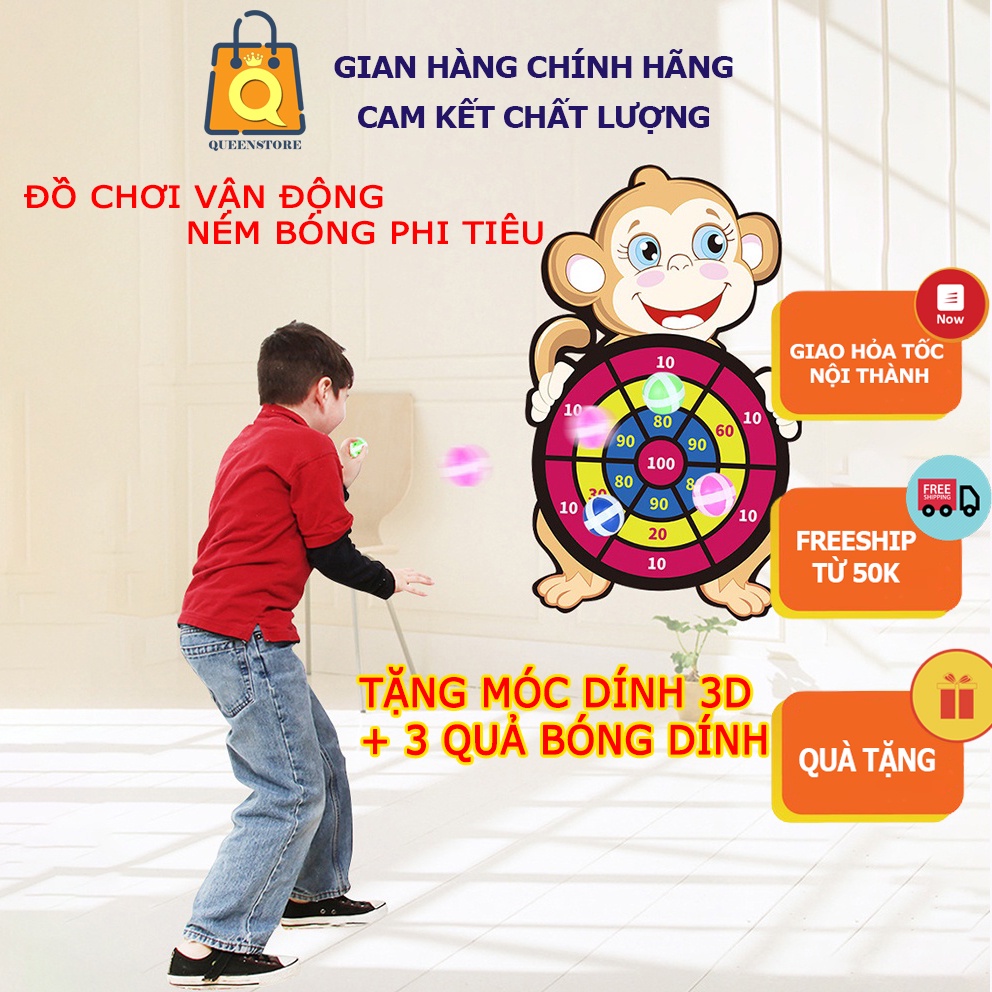 Bảng Ném Bóng Dính, Đồ Chơi Phi Tiêu Cho Bé, Hình Con Vật Dễ Thương, Trò Chơi Giải Trí - QueenStore