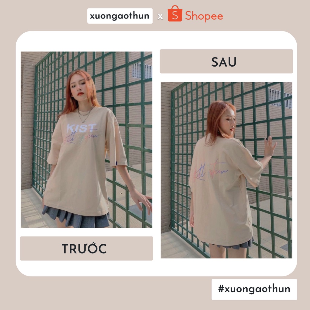 Áo Thun Tay Lỡ In Chữ KIS-T Màu Be Áo Phông Unisex Nam Nữ Phong Cách Ulzzang Xưởng Áo Thun Croptop