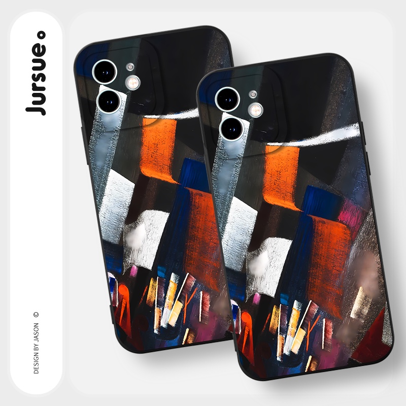Ốp lưng JURSUE mềm chống bẩn hình dễ thương đẹp đen Cho iPhone 14 13 12 11 Pro Max SE 2020 X XR XS 8 7 ip 6S 6 Plus Y2385