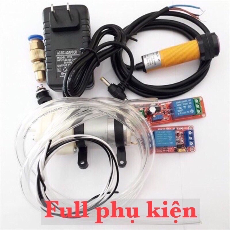 ✔Combo máy rửa tay tự động cảm ứng không tiếp xúc phun cồn sát khuẩn (có mạch tạo trễ đóng ngắt thiết bị)