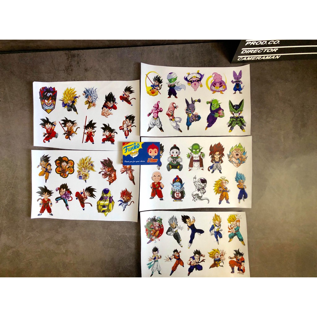 Sticker bộ trang trí siêu anh hùng, vua hải tặc, dragon ball