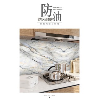 1M giấy dán bếp tráng nhôm cách nhiệt cao 60cm cao - đá hoa cương nứt đen