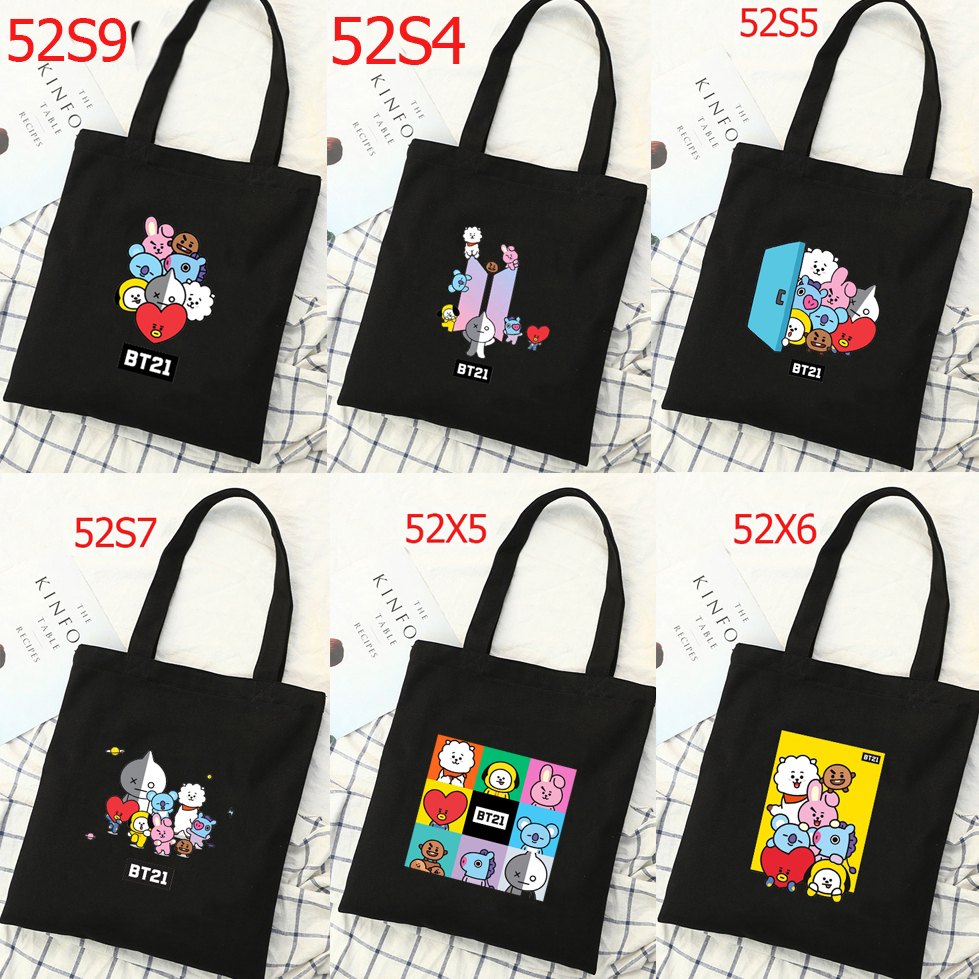 Túi tote vải đựng vật dụng hình BT21 xinh xắn tiện dụng