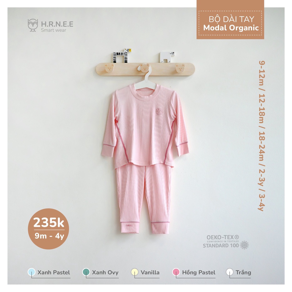 Bộ dài tay Modal Organic Hrnee cho bé 9m - 4Y