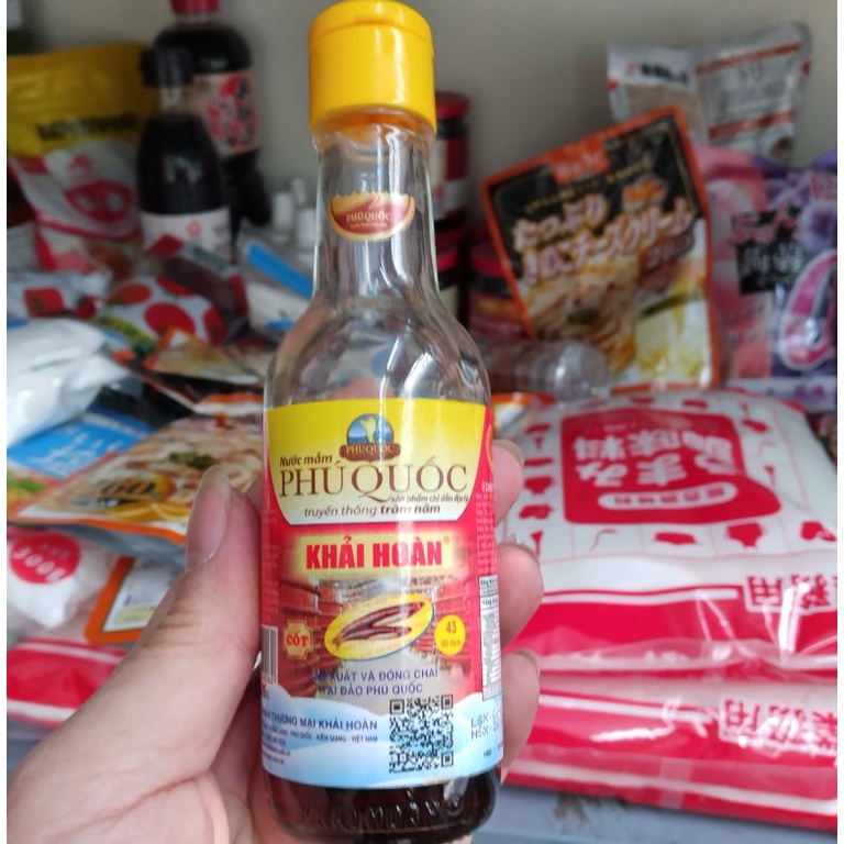 Hộp 6 chai thủy tinh nước mắm Phú Quốc Khải Hoàn 43 độ đạm (90ml/ chai), date 2023