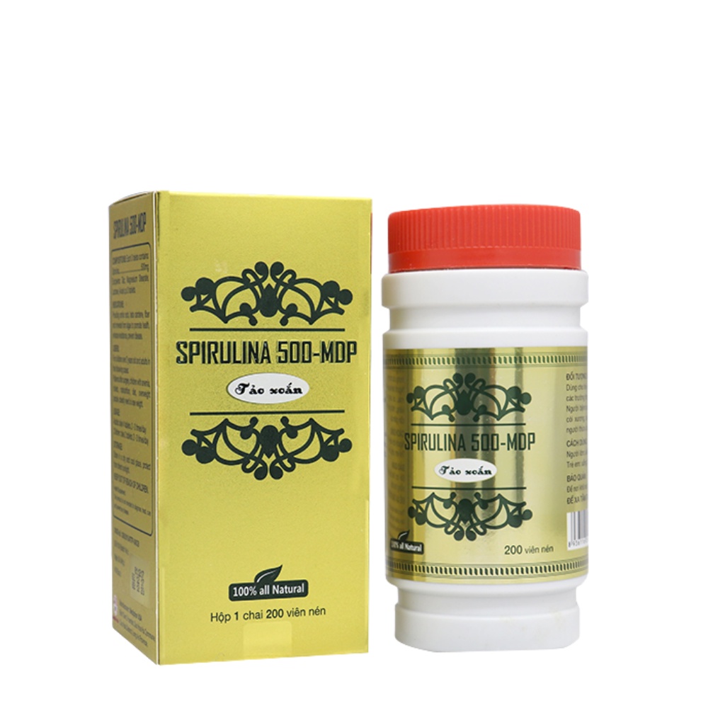 Tảo xoắn Spirulina 500 MDP – Hỗ trợ thanh lọc, đẹp da, tăng cường sinh lý – Lọ 200 viên