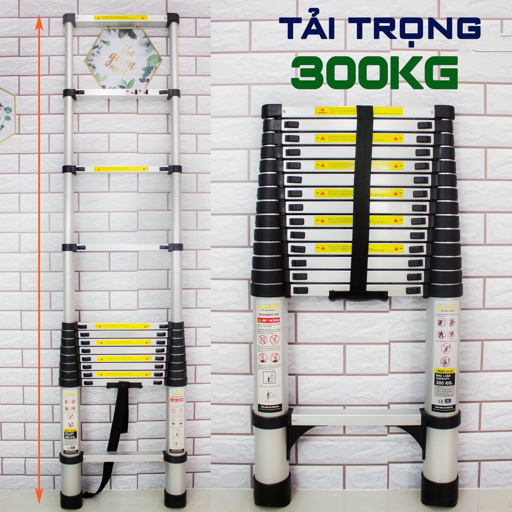 Thang nhôm rút đơn xếp gọn chính hãng SUMIKA  tải trọng 300KG, bảo hành 2 năm,thang đa năng