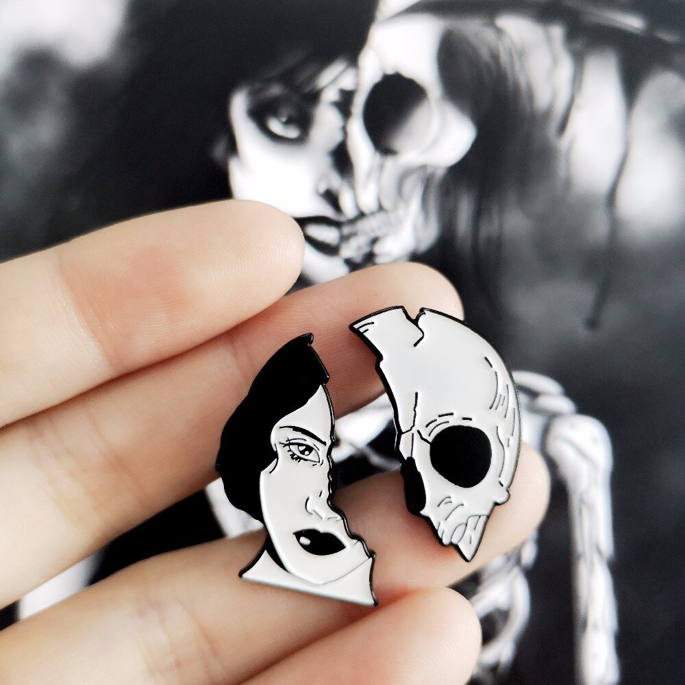 Huy hiệu cài áo QIHE JEWELRY hình đầu lâu phong cách Punk độc đáo cá tính