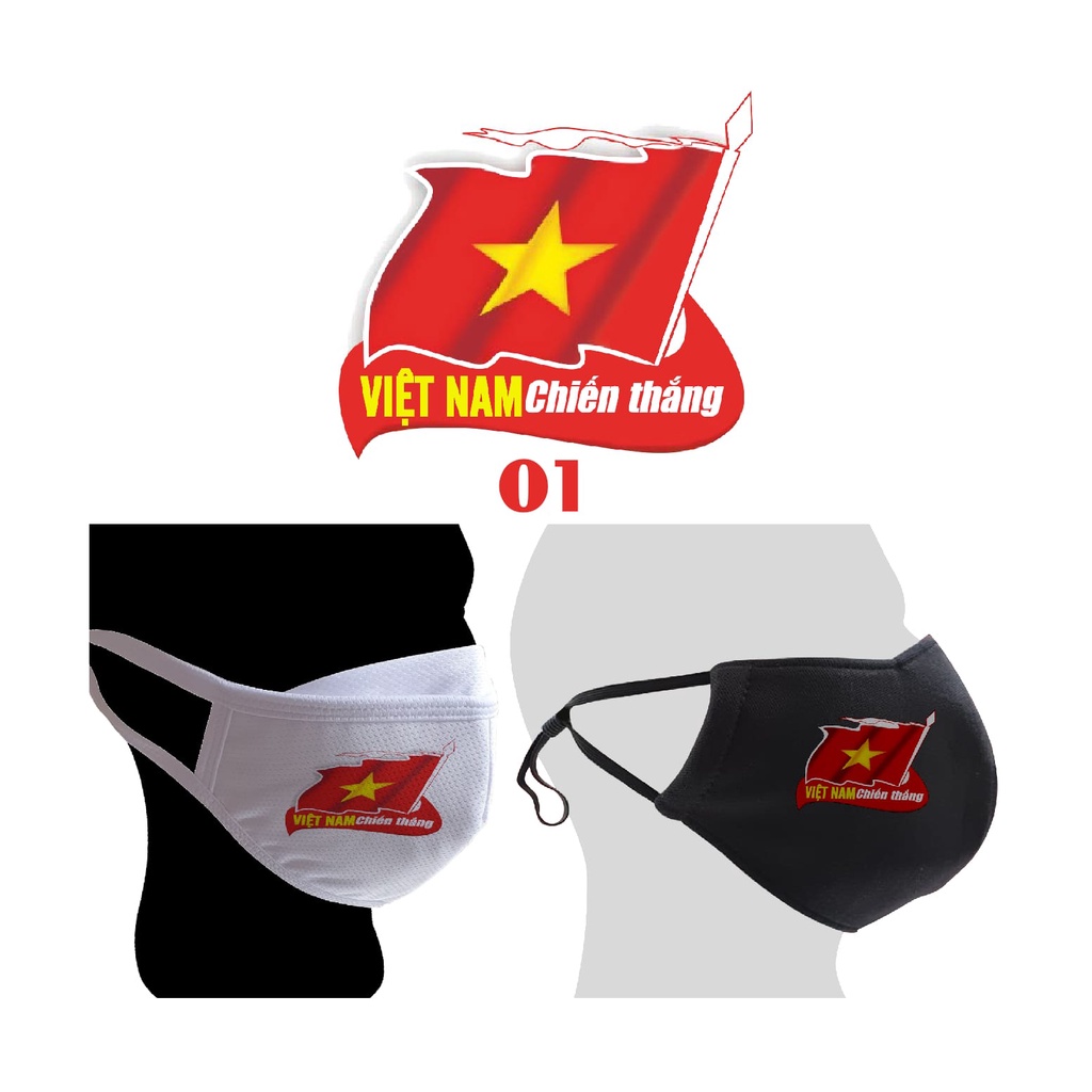 Khẩu Trang Vải IN cờ đỏ sao vàng (Màu cờ Việt Nam)