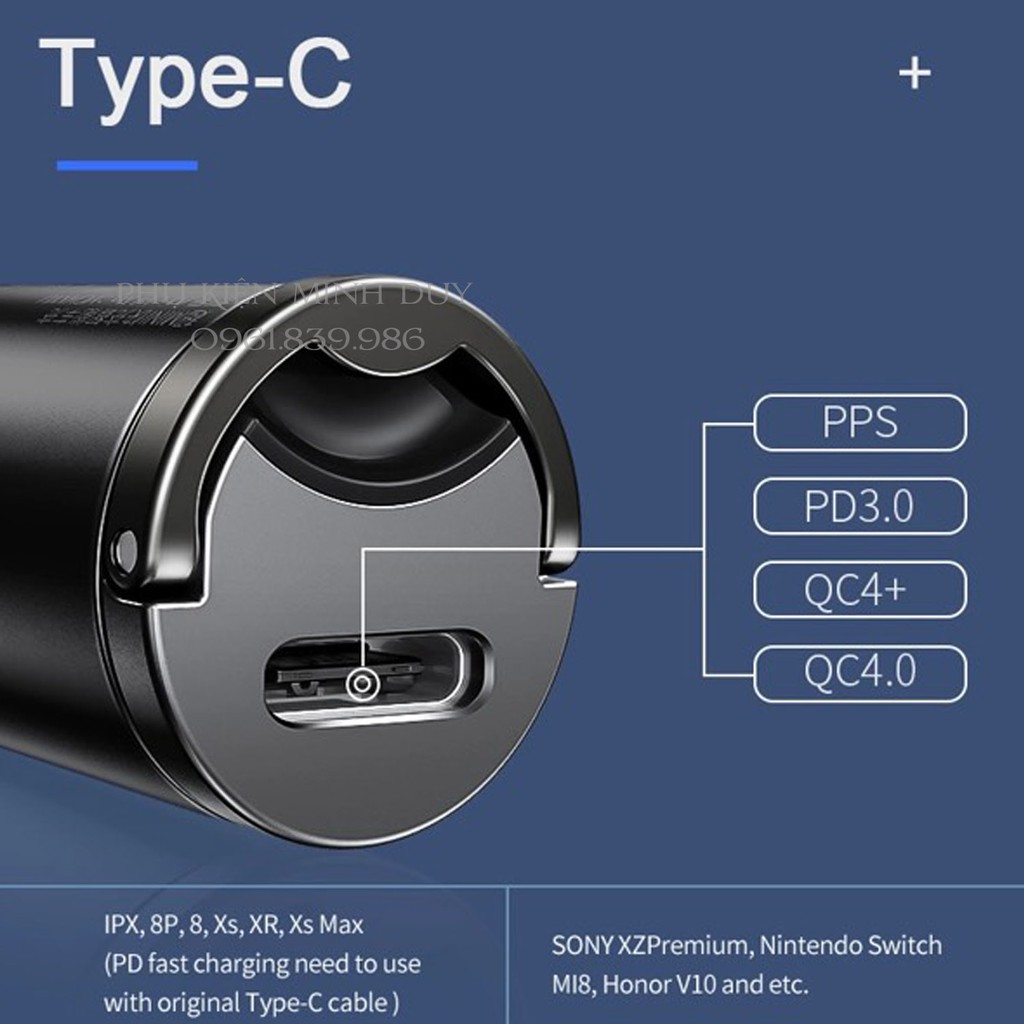 Tẩu sạc nhanh 30W Baseus Tiny Star Gen 4 PD/QC 3.0 dùng cho xe hơi (USB/ Type-C, PPS/PD/QC3.0, Car Adapter) 🍀