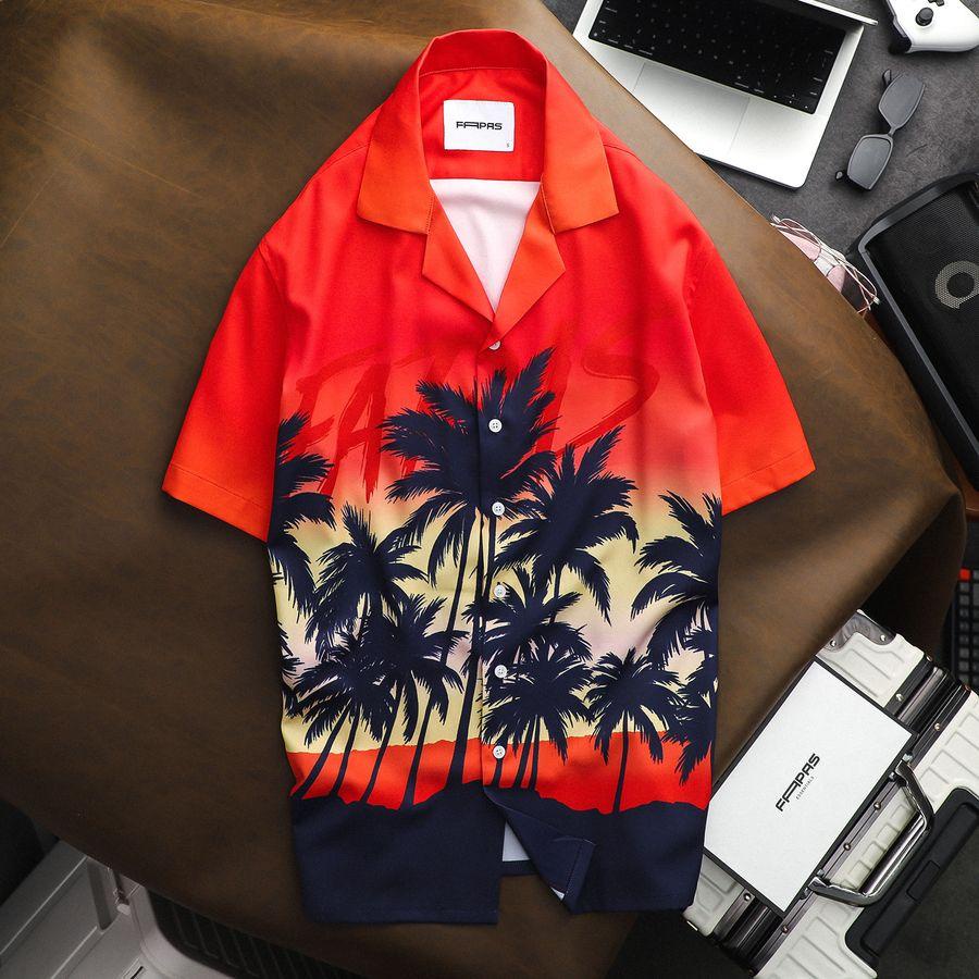 Áo Sơ Mi Nightfall Tay Ngắn Họa Tiết Mùa Hè Chất Chun Chéo Thoáng Mát Form Relaxed - FAPAS