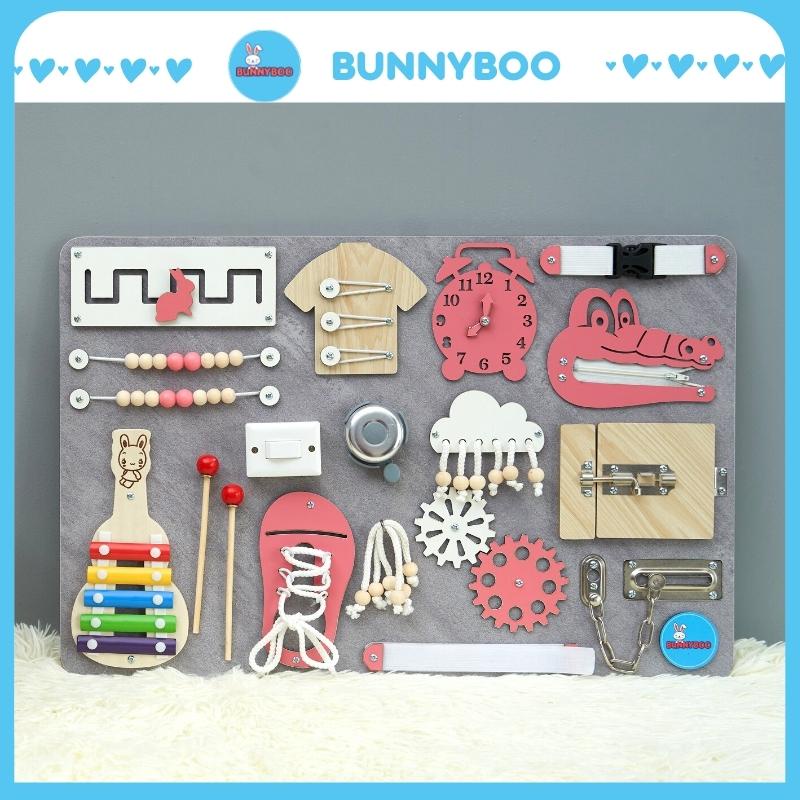 Đồ chơi trẻ em BUNNYBOO cho bé 1 - 2 tuổi  busy board bảng bận rộn đồ chơi thông minh cho bé gỗ cao cấp free gắn tên