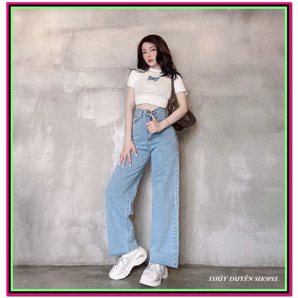 Quần jean nữ ỐNG SUÔN DÀI xanh ( đậm - nhạt ) quần BÒ ống suông cực đẹp X-55