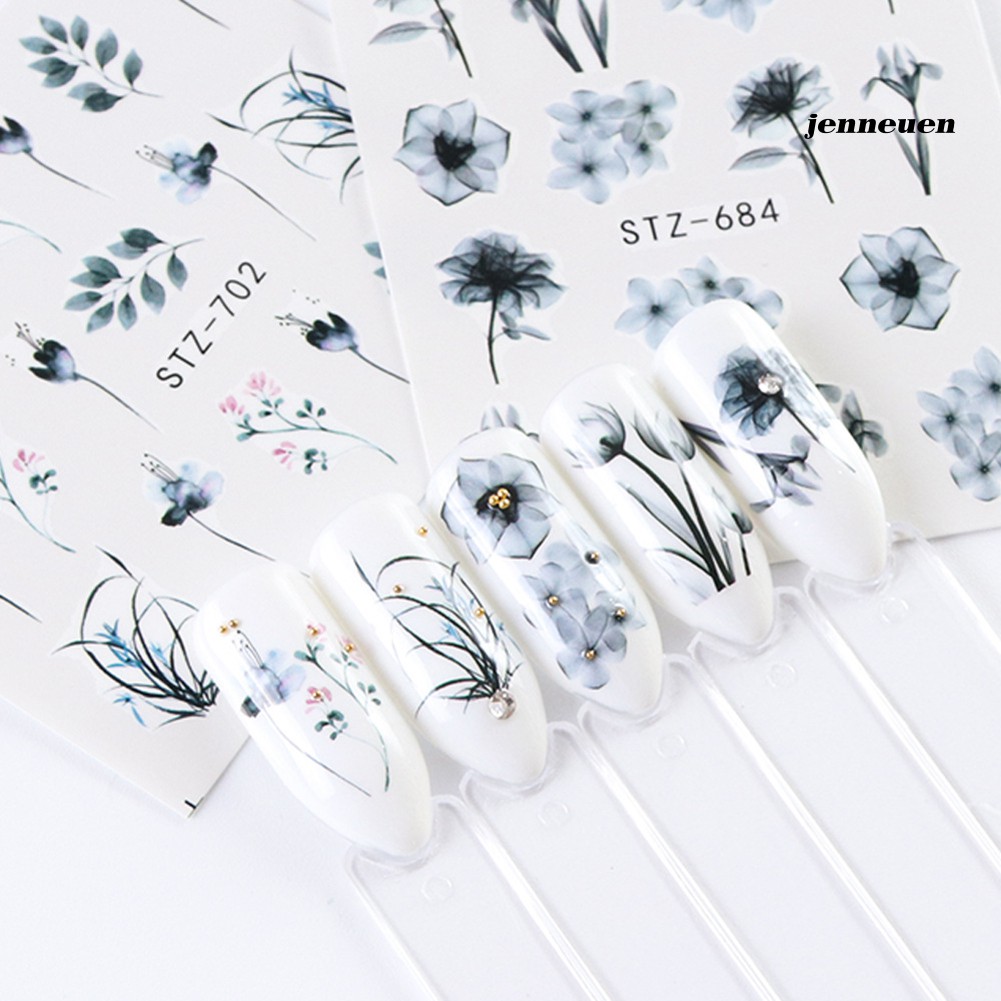 [Hàng mới về] Bộ 24 miếng dán nước trang trí móng tay họa tiết hoa lá sành điệu