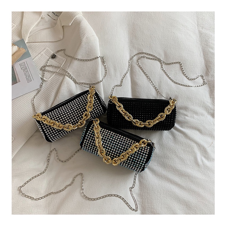 Túi JASMIN NOIR đeo chéo đính kim cương nhân tạo phối dây xích thời trang cho nữ