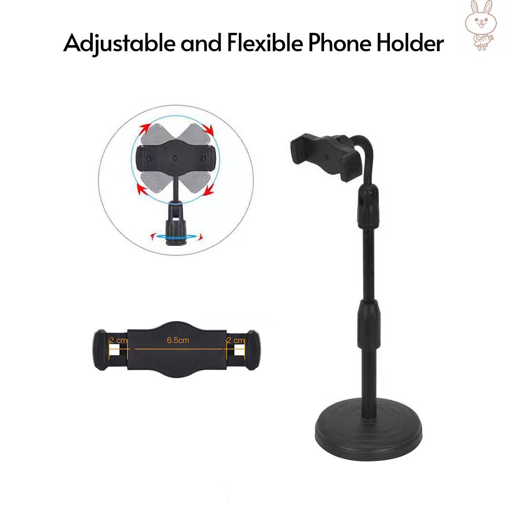 OL Desktop Smartphone Stand Bracket 26-38cm Adjustable Height with Phone Holders 360° Rotation for Live Streaming Online Video Chatting Singging