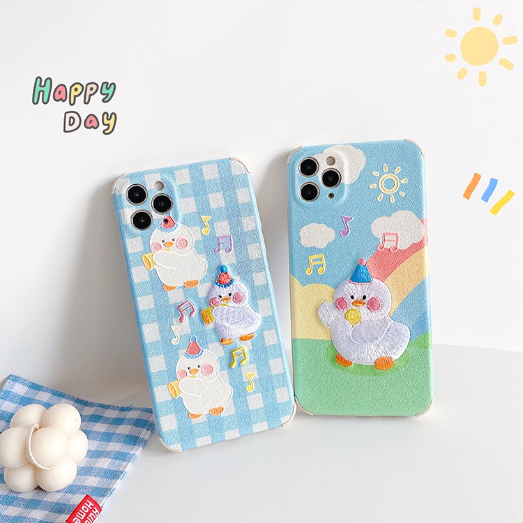 Ốp lưng iphone Rainbow Duck thêu viền chống va đập 5/5s/6/6plus/6s/6splus/7/7plus/8/8plus/x/xs/11/12/pro/max/plus/promax