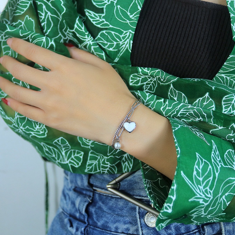 Lắc Tay 2 Tầng Trái Tim Titan Ko Han Rỉ TT 3843