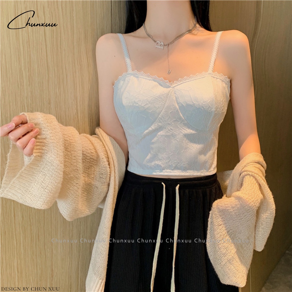 Áo bra nữ hai dây dáng lửng ChunXuu, thiết kế đệm mút mỏng vừa phối ren thoáng mát gợi cảm- BR14