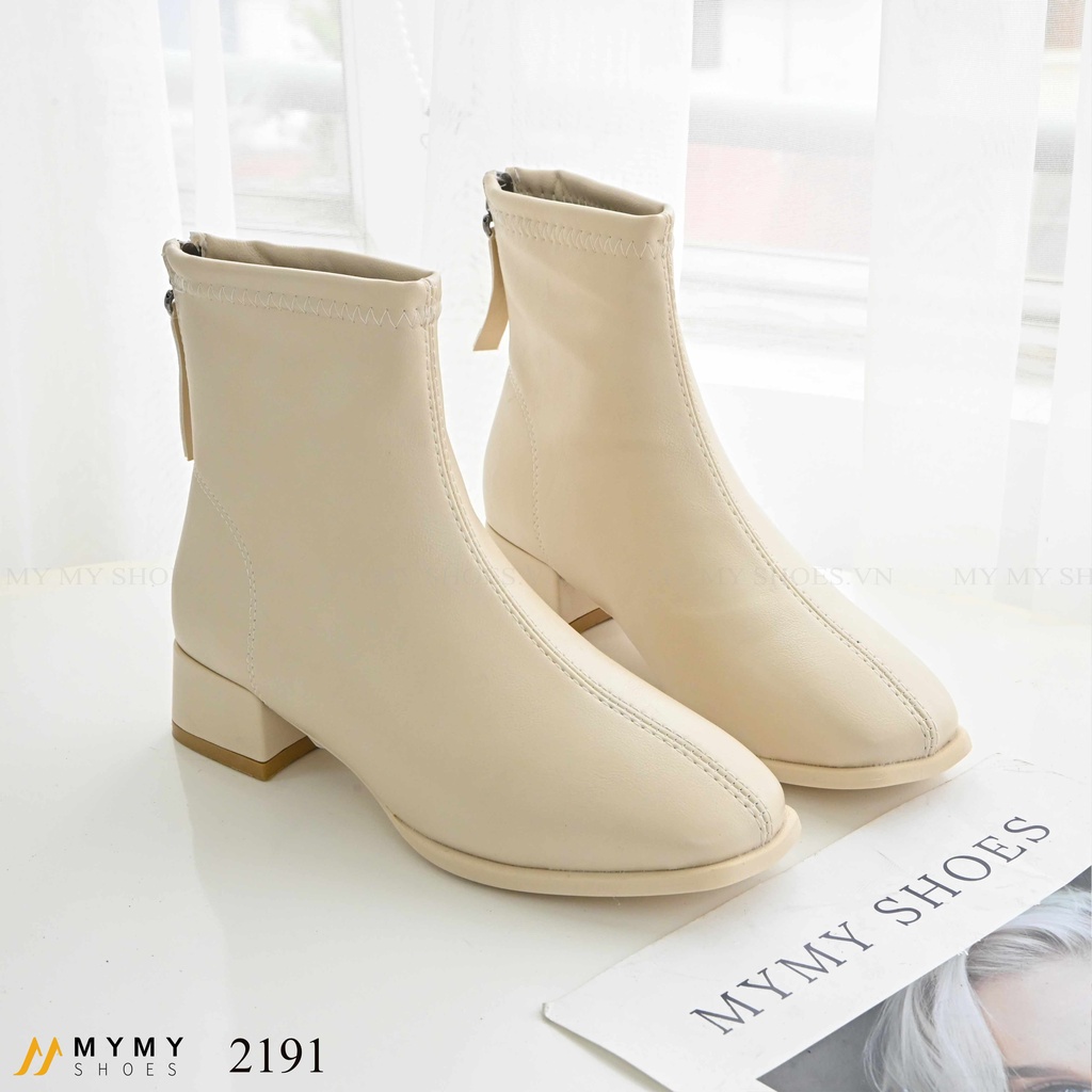 2191  Boot da lì mũi vuông khóa tai sau gót vuông 3p | BigBuy360 - bigbuy360.vn
