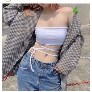 Áo ống chéo đan dây eo