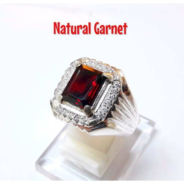 Nhẫn Đính Đá Garnet Tự Nhiên Chất Lượng Cao Abis