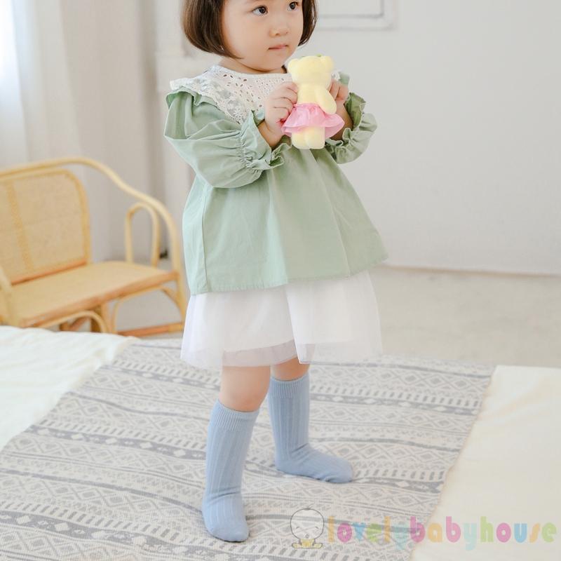 Vớ Dệt Kim Cao Đến Đầu Gối Không Đường May Màu Sắc Trơn Dành Cho Bé Tập Đi