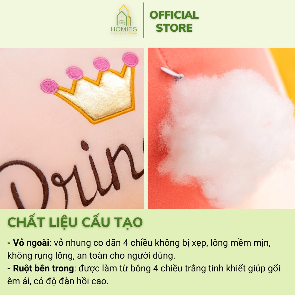 Gối Ôm Hình Thú Nhồi Bông HOMIES Heo Vương Miện Hồng Chất Liệu Nhung Co Dãn 4 Chiều - Nhiều Kích Thước