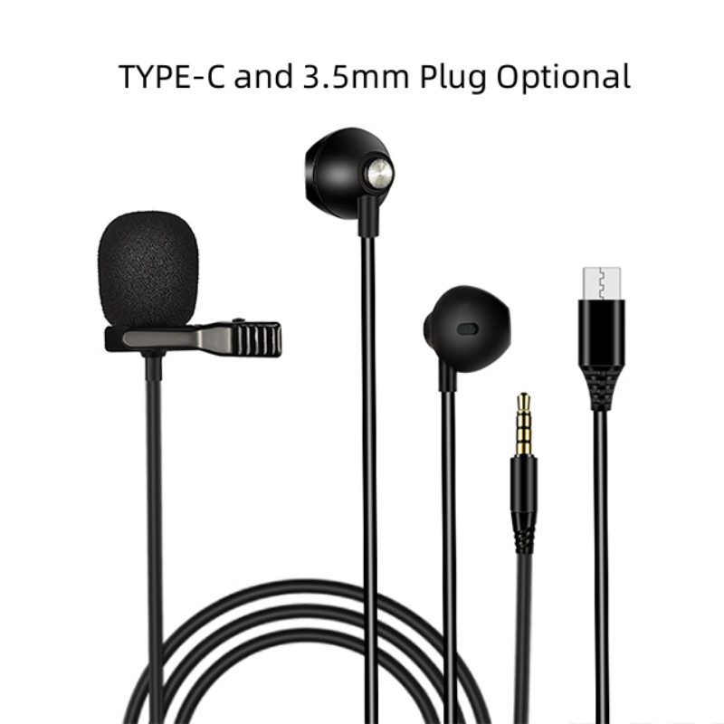 Micro Cài Áo Đầu Cắm 3.5mm / Type c Có Kẹp Gắn Tai Nghe Mini Di Động Hỗ Trợ Ghi Âm Quay Video / Phát Trực Tuyến / Hát karaoke