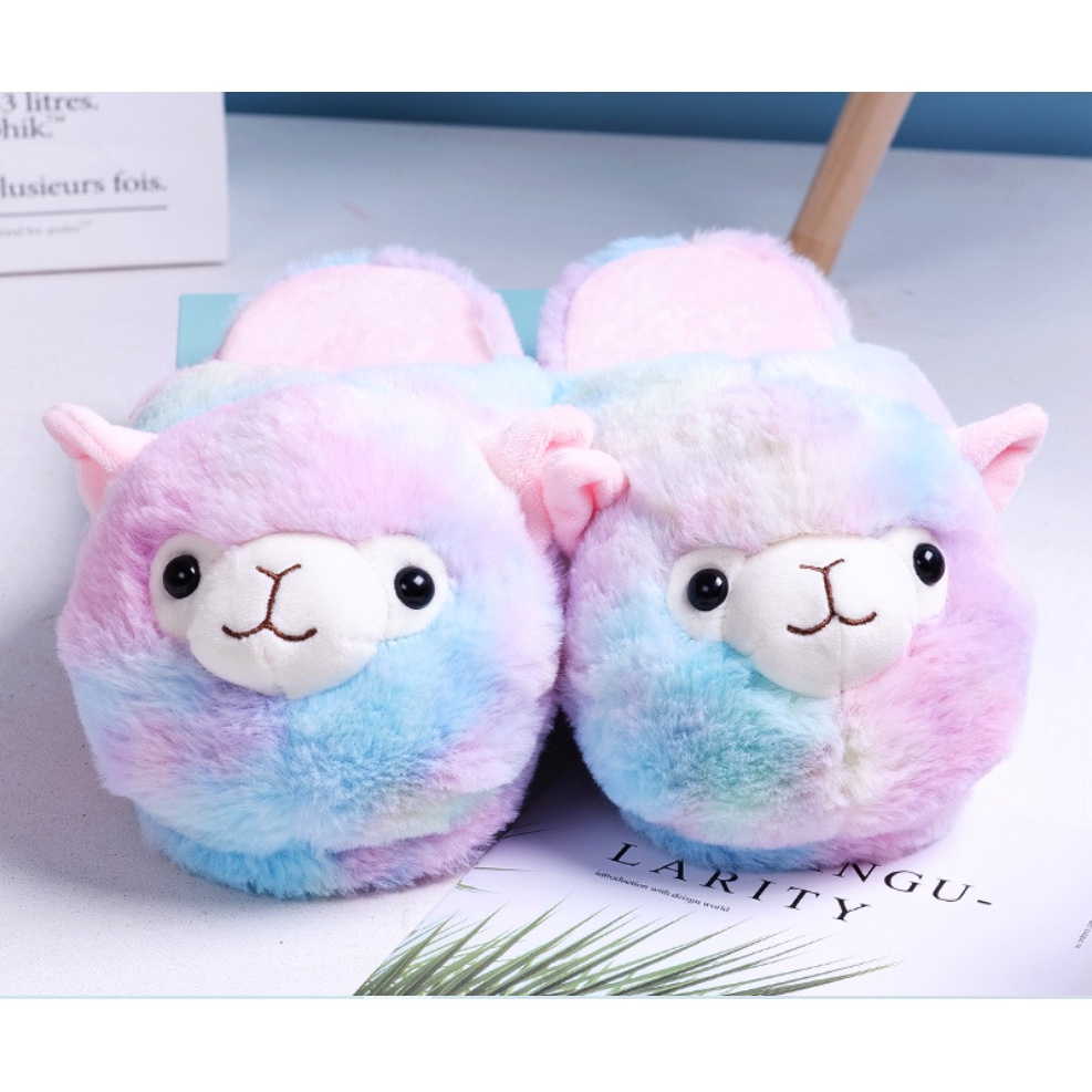 Dép bông đi trong nhà hình chú cừu siêu cute Dép lông mang văn phòng giữ ấm chân siêu xinh