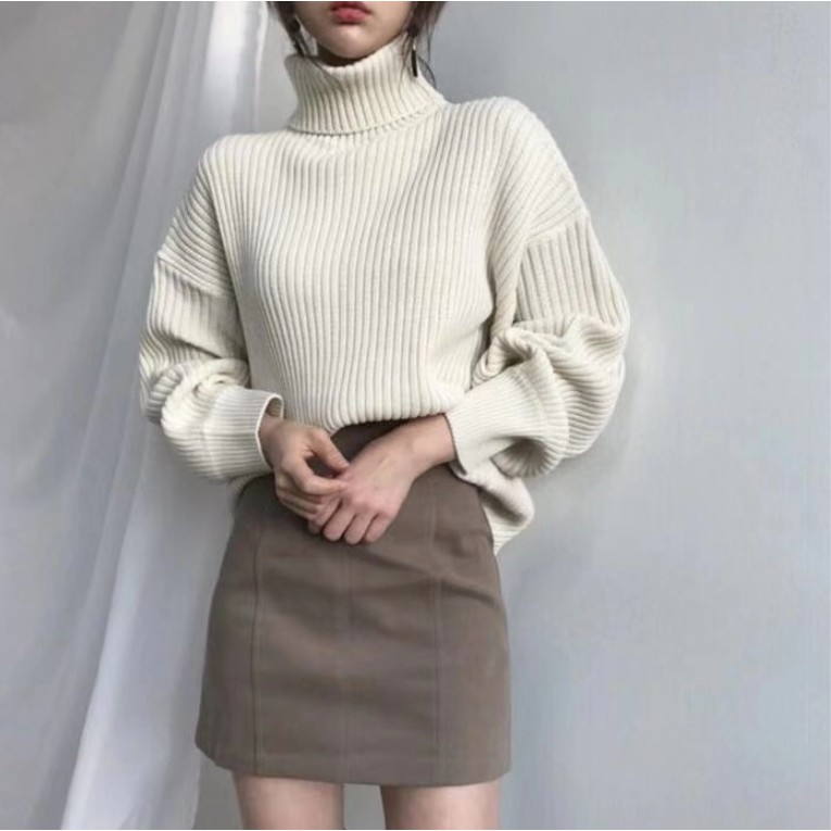 Áo sweater thời trang thiết kế cổ lọ phong cách giản đơn cho nữ | BigBuy360 - bigbuy360.vn