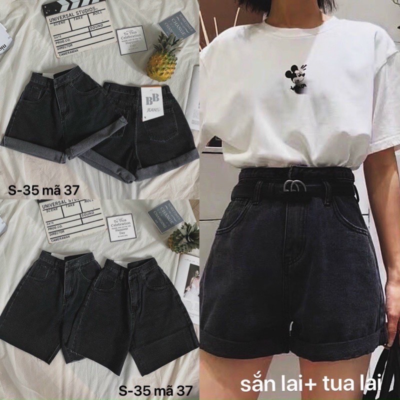 Quần ngố jean nữ Quần ngố ống rộng lửng xám cạp cao quảng châu ulzzang kèm ảnh thật hàng sẵn
