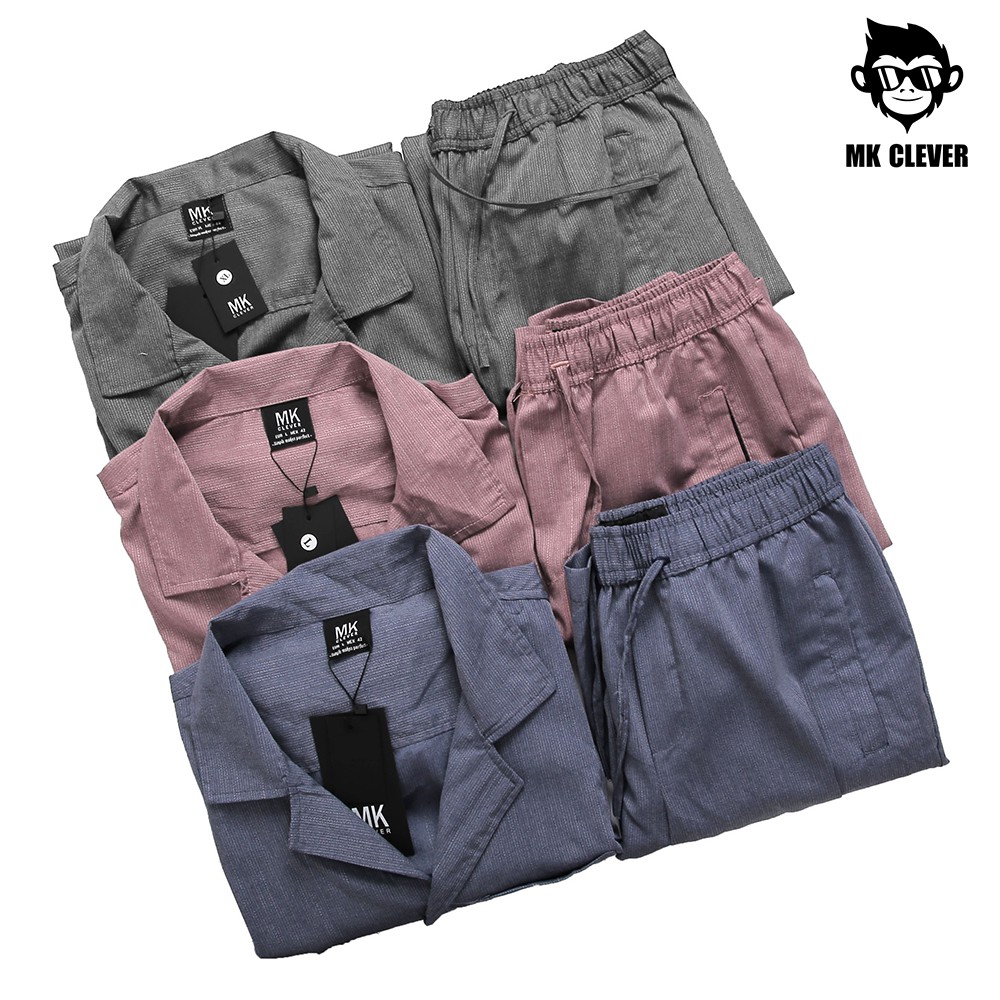 Bộ quần áo nam mùa hè MK CLEVER chất cotton co giãn, mát, thấm mồ hôi tốt