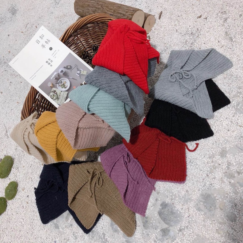 Khăn Choàng Cổ Dệt Kim Mềm Mại Màu Trơn Thời Trang Thu Đông Cho Bé