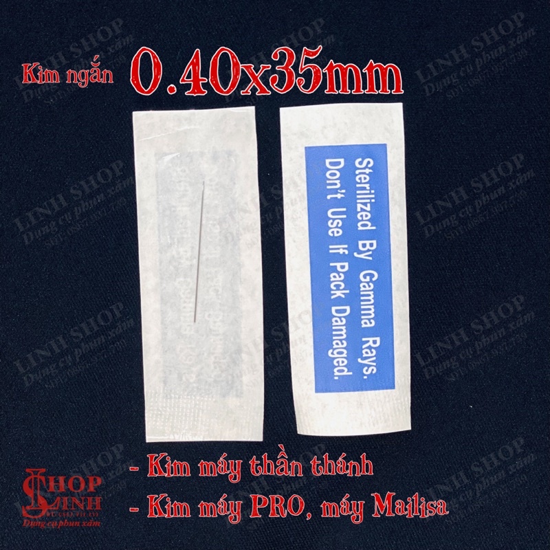 Kim ngắn 0.40*35mm xanh dương , kim máy thần thánh, máy pro, máy kts, phun mày tạo hạt Linh Shop...