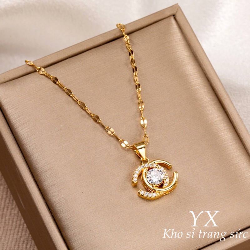 Dây chuyền nữ titan không gỉ mạ vàng 18k vòng cổ titan thiết kế thời trang mẫu mới 2021