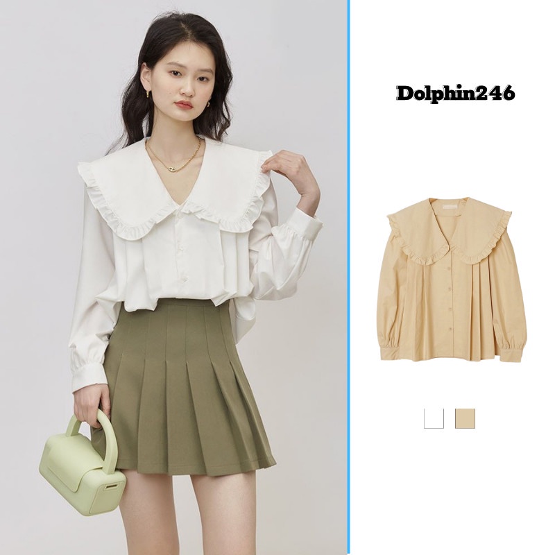 Áo sơ mi công sở nữ đẹp kiểu Hàn Quốc tay dài bánh bèo tiểu thư form rộng tay dài cao cấp K3T2