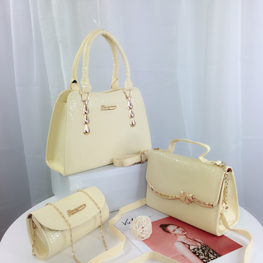 NOWSHIP 2H⚡️Bộ 3 túi xách nơ cá sấu (có video)