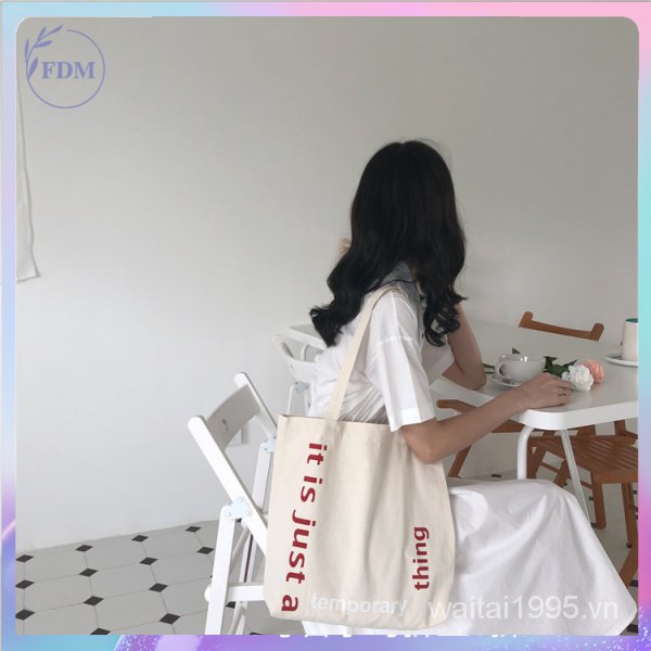 Túi Xách Canvas Cỡ Lớn Phong Cách Hàn Quốc Đơn Giản Cho Nữ