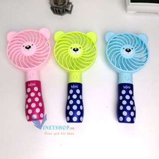 Quạt Mini Cầm Tay Hình Gấu Siêu Tiện Lợi, quạt cầm tay mini tích điện pin sạc lai dung lượng 1200mah -dc3590