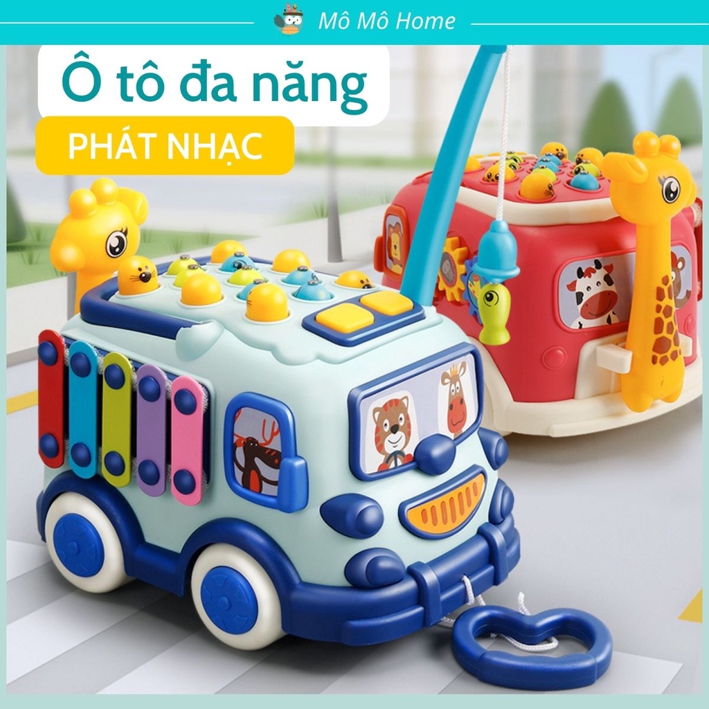 Đồ Chơi Ô Tô Đa Năng 5 Trong 1 - Xe Bus kéo phát nhạc Kết Hợp nhiều trò chơi câu cá,.. thú vị cho bé