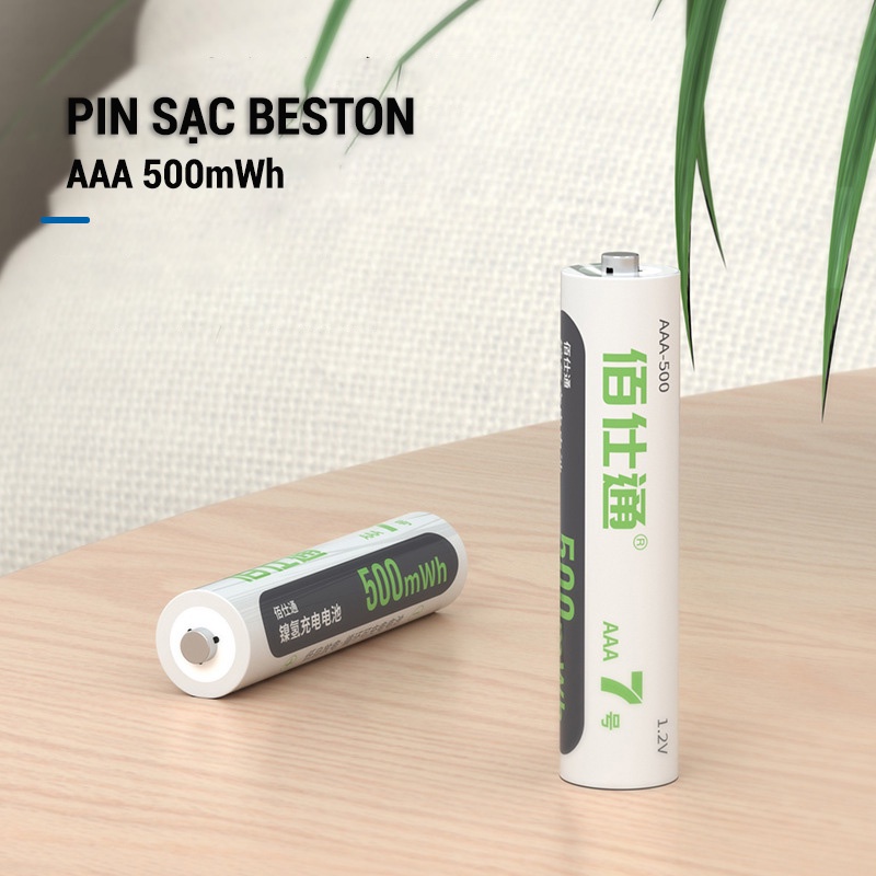 Pin sạc AAA Beston 500mWh pin thay thế cho pin AAA 1.5V (2 Viên AAA) cho remote, đồ chơi trẻ em, đồng hồ