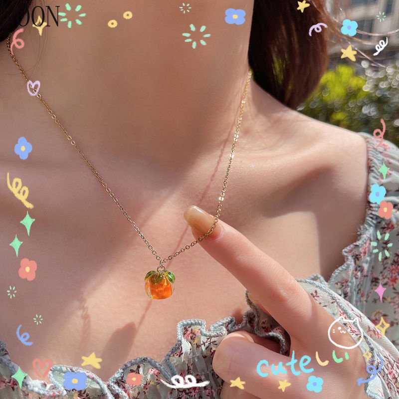 ※NOON※Mới Vòng cổ Mặt Quả Cam Nhỏ Nhắn Đáng Yêu Thời Trang Persimmon Ruyi